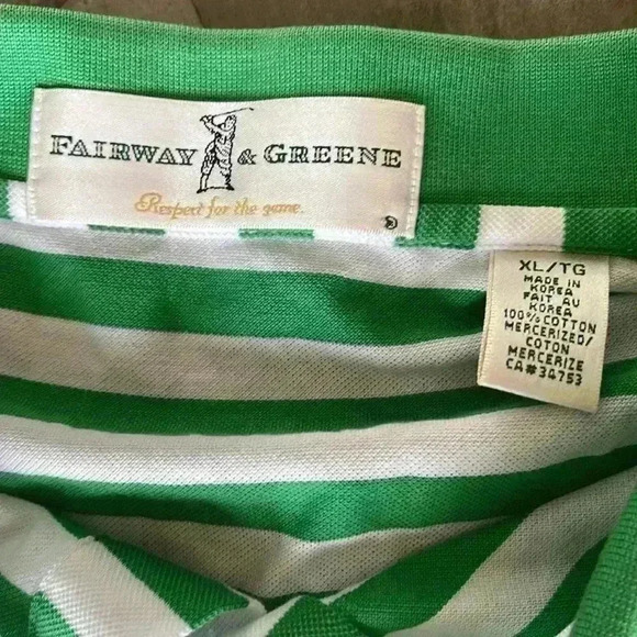 Fairway & Greene Green Stripe Polo SZ XL - Picture 3 of 4